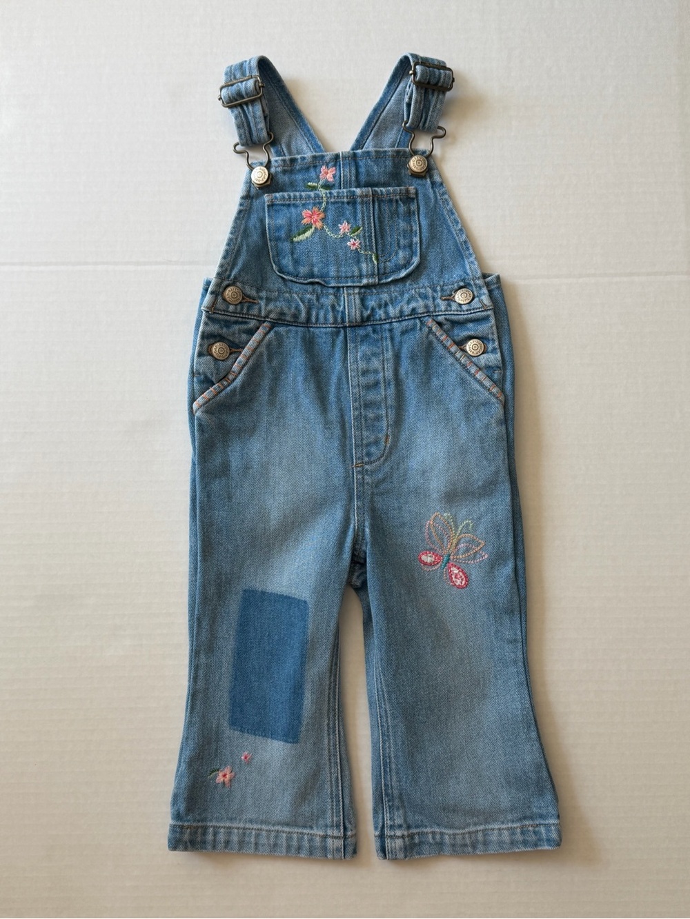 Vintage Y2K Baby Gap Floral Butterfly Denim Overalls 12-18M